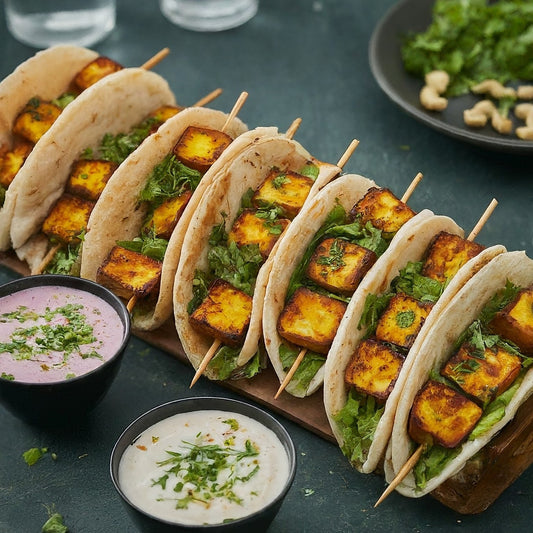 Paneer Kebab Tacos with Cashew Mayonnaise